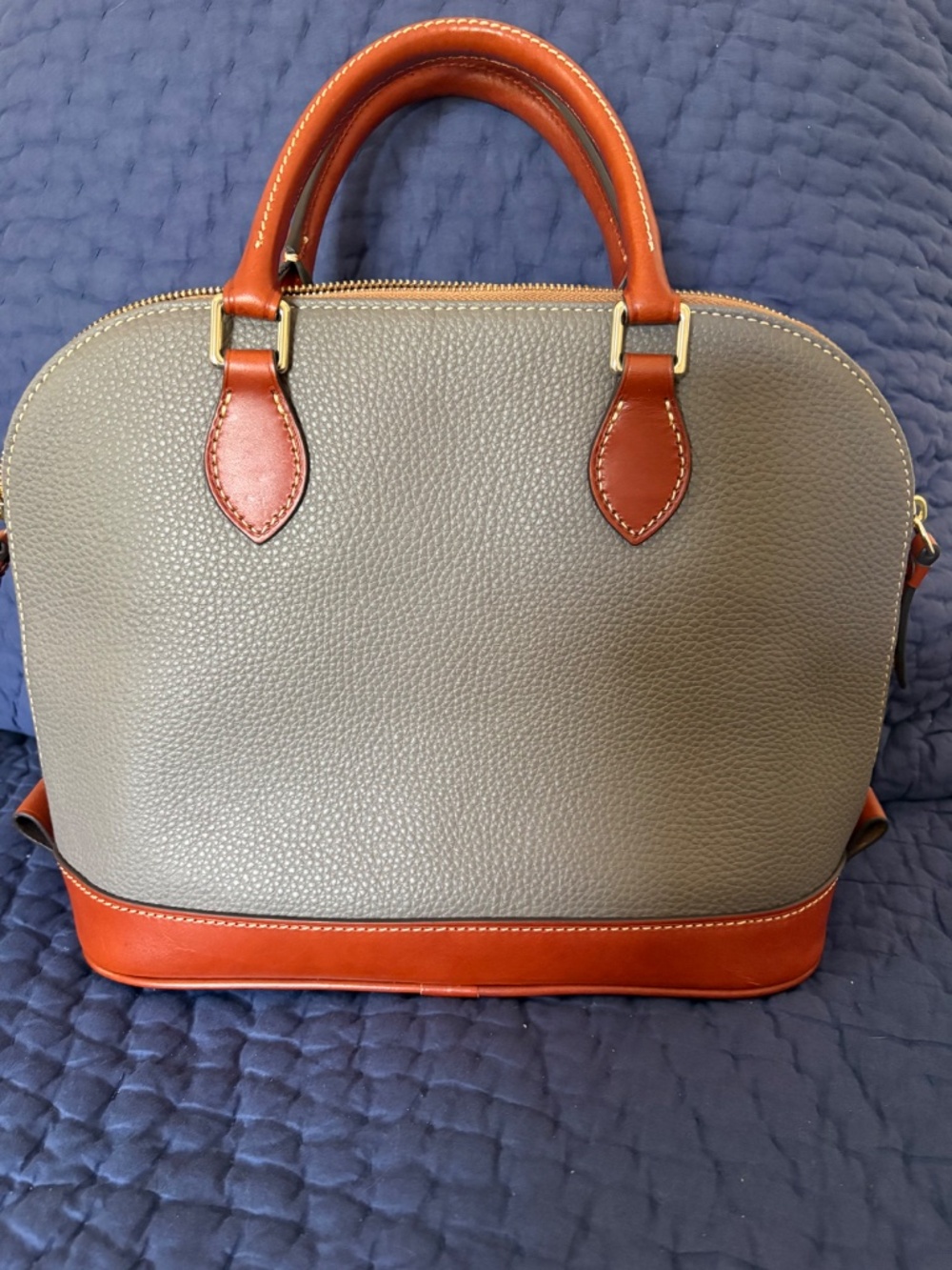 Dooney and Bourke Pebble Leather Zip Zip Satchel in Elephant, 1X Use - Picture 3 of 10